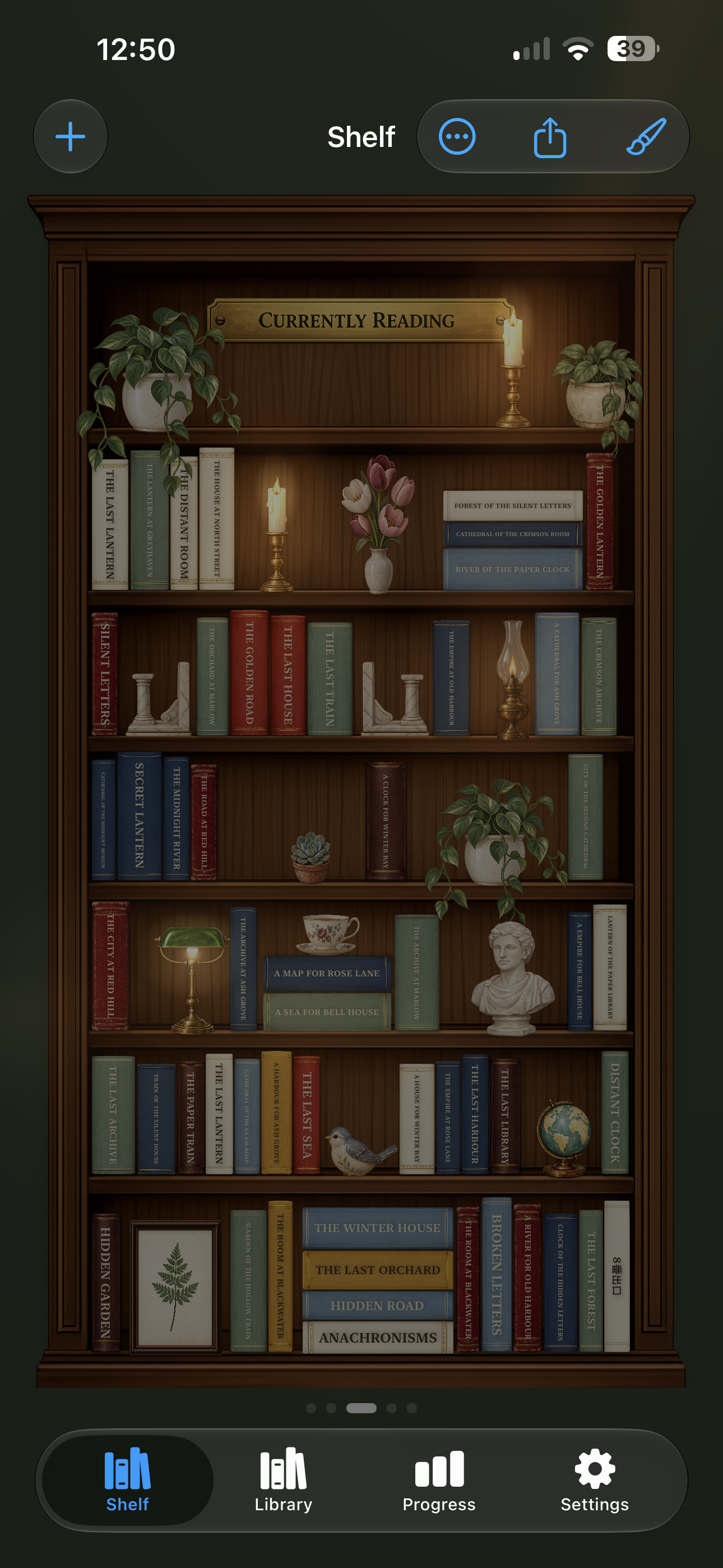 Bookroom shelf in Dusk lighting