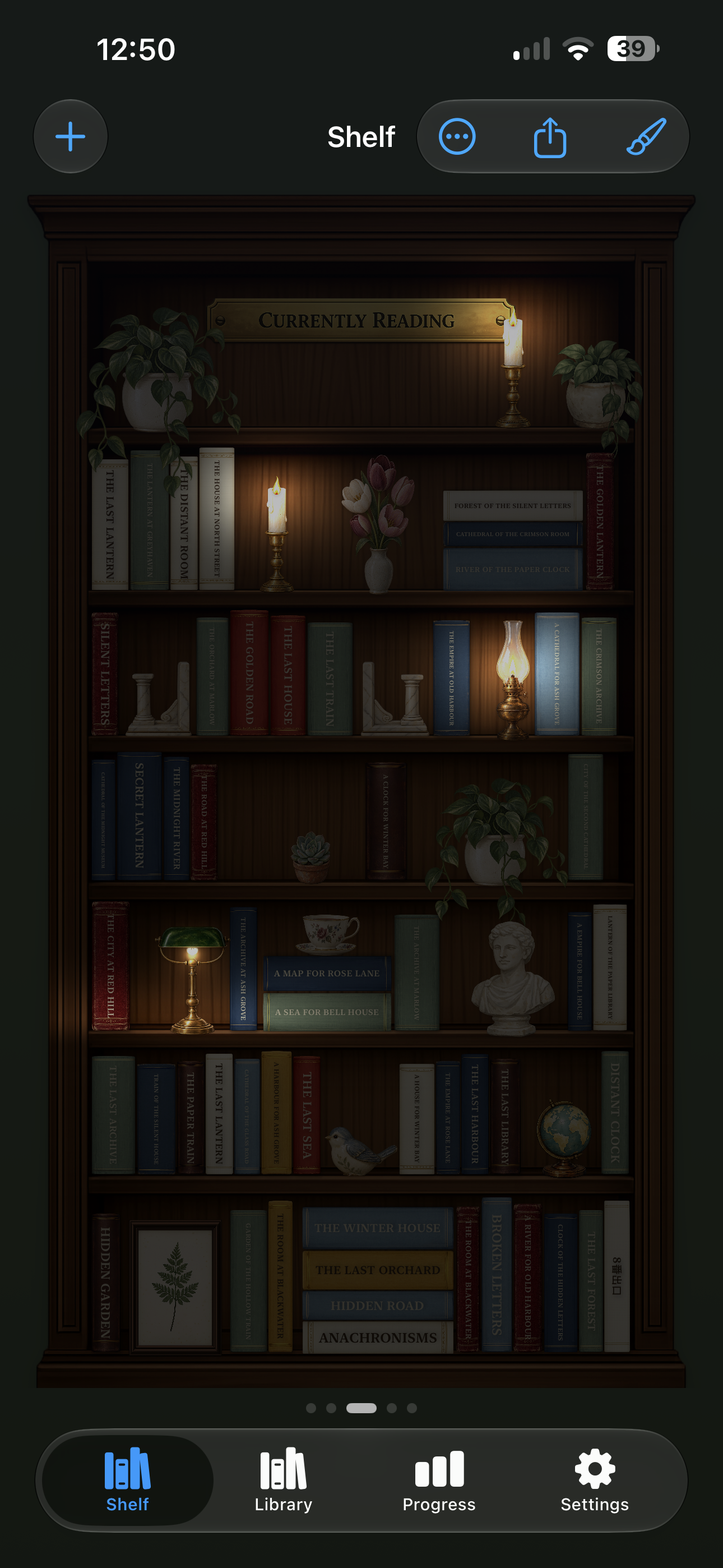 Bookroom shelf in Night lighting